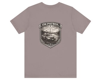 Vintage Patrol Car Sunset Graphic Tee | Retro Police Cruiser Shirt