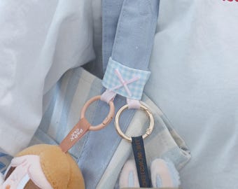 Gingham Bag Charm Extender Clip, Purse Charm Holder, Extra Loop for Keychains