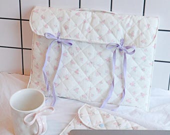 Handmade Quilted Floral Laptop Sleeve, MacBook Case for Air/Pro, 13 14 15 16 Inch Laptop Bag, Cute Padded Sleeve, Gift for Her