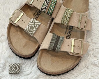 Green Jacquard Birkenstock Charms (Set of 5), Sandal Accessories for Arizona & Boston