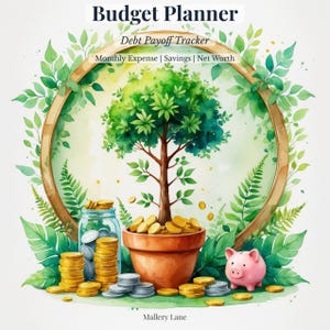 Budget Planner Printable | Debt Payoff Tracker | Monthly Expense Log | Savings Goal | Net Worth | Bill Calendar | Digital Download PDF