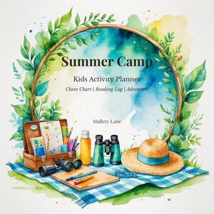 Summer Camp Kids Activity Planner | Chore Chart & Reading Log