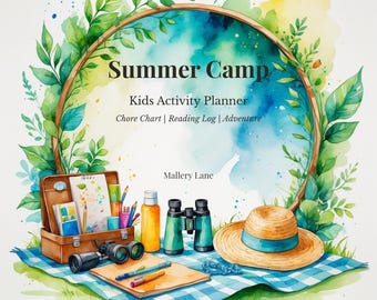 Summer Camp Kids Activity Planner | Chore Chart & Reading Log