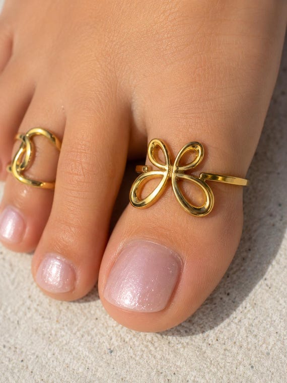 Adjustable Gold Toe Rings for Women | Flower, Butterfly, Wave & Infinity Styles | Waterproof Beach Foot Jewelry | YanaAndBloom