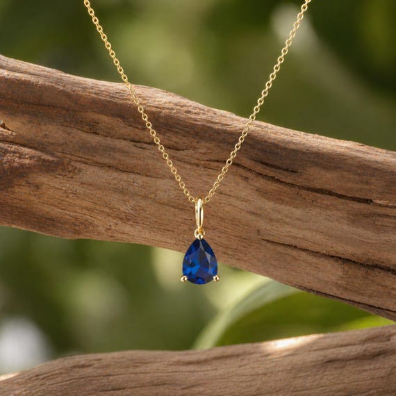 Minimalist Gold Birthstone Teardrop Pendant Necklace, Dainty Everyday Jewelry