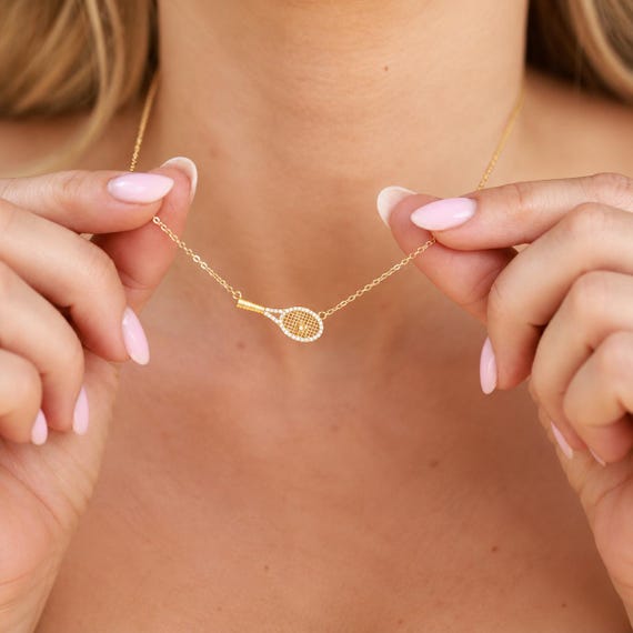 Tennis Racket Necklace | Pave Pendant | YanaAndBloom