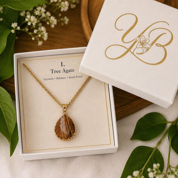 Natural Gemstone Teardrop Pendant Necklace, 17 Choices, Gold Tone Chain, Birthstone Jewelry