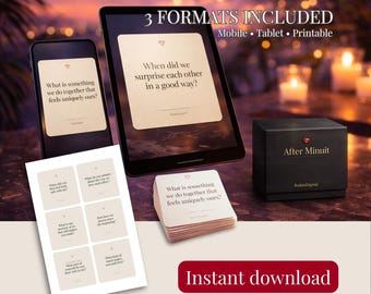 Luxury Digital Date Night Kit – 60 Conversation Cards for Couples – Mobile & Tablet Game – Virtual Date Night – Relationship Guide – English