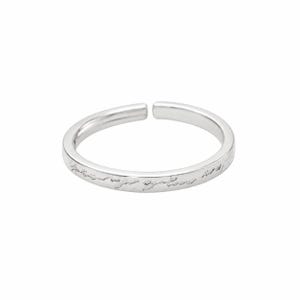 S925 Sterling Silver Love Letter Open Ring, Minimalist Adjustable Band, Stackable Everyday Jewelry