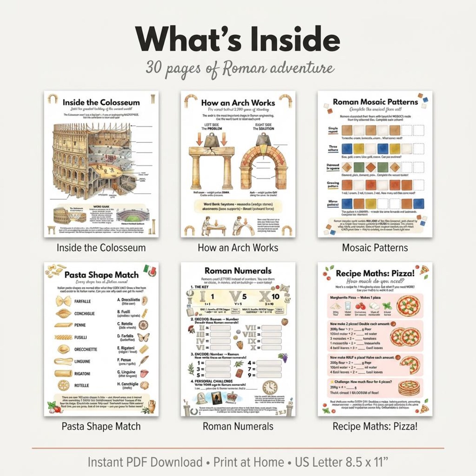 Colosseum Worksheet.pdf Rome Worksheets | Colosseum Gladiators Pizza | Ages 4-7 | Roman ...