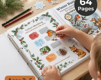 Winter Busy Book Printable for Toddlers | Christmas Activity Binder Ages 2-5 | Preschool Learning Activities PDF
