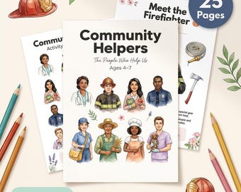 Community Helpers Worksheets | Jobs Careers for Kids | Ages 4-7 | Firefighter Doctor Police | Social Studies | Printable PDF