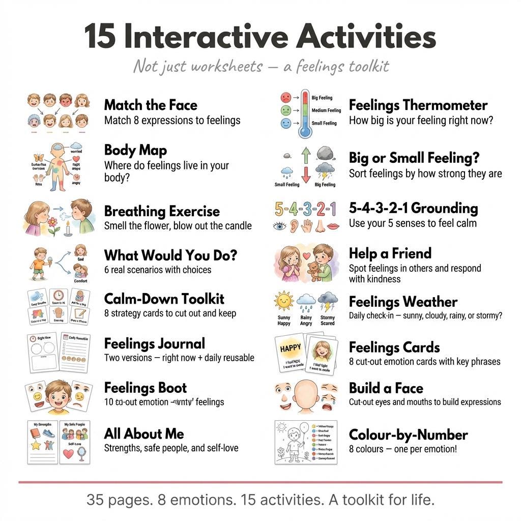 Feelings Worksheets for Kids | Big Emotions Activities | Ages 4-7 ...
