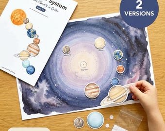 Montessori Solar System Printable | Planets Ordering Mat & Cut Out Activity | Outer Space Preschool Homeschool | Ages 3-6