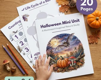 Montessori-Inspired Halloween Mini Unit | Bat Life Cycle | Toddler Preschool Learning | Ages 2-6 | Printable PDF
