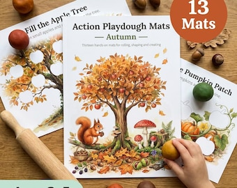 Playdough Mats Autumn | Fine Motor Activities | Hedgehog Squirrel Pumpkin | Play Dough Mats | Printable PDF | Ages 2-5