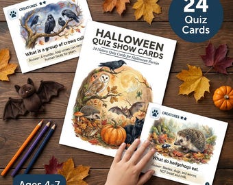 Halloween Quiz Cards | Nature Science | Ages 4-7 | Family Card Game | Creatures Myth Buster | Score Card | Printable PDF