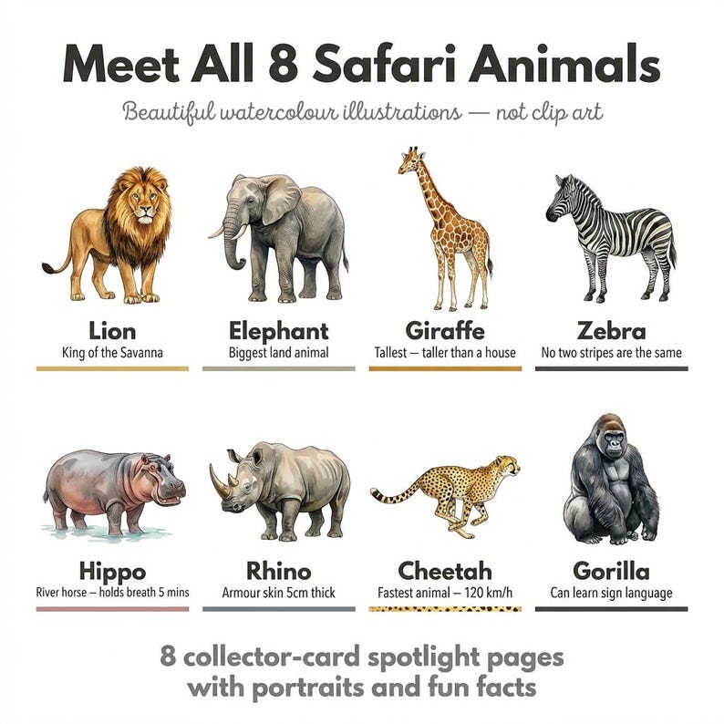 African Safari Worksheets | Safari Animals for Kids | Ages 4-7 | Lion Elephant Giraffe Zebra | Wildlife Science | Printable PDF image 7