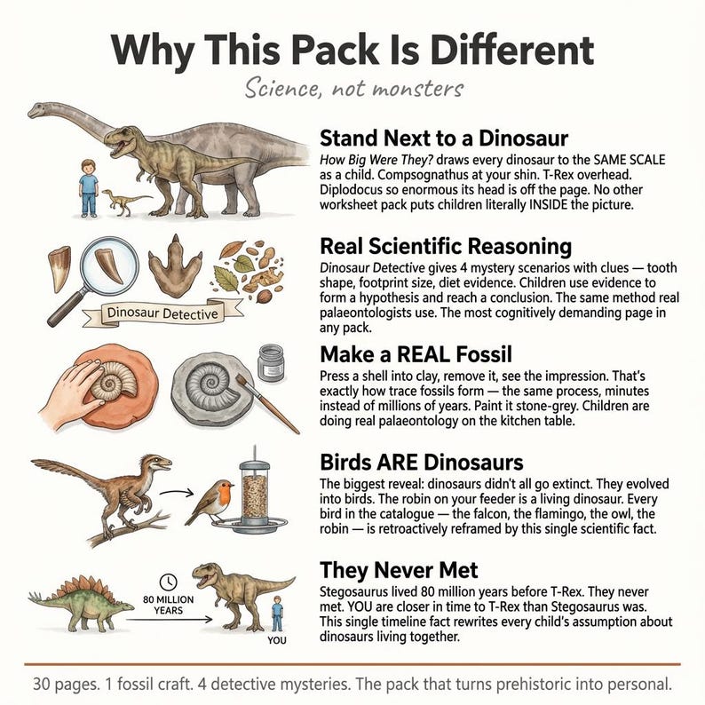 Dinosaur Worksheets | T-Rex Triceratops Fossils | Ages 4-7 | Make a Fossil | Palaeontology | Dig Site | Scavenger Hunt | Printable PDF image 8