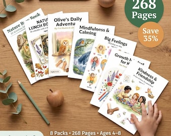 Back to School Printable Kit | First Day of School | Kids Activities Bundle | Feelings Routine Mindfulness | Ages 4-8 | 8 Packs | PDF