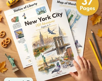 New York City Worksheets | Geography | STEM Bridge | Statue of Liberty | Homeschool Kids Activities | Ages 4-7 | Printable PDF