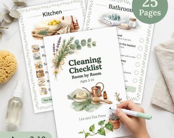 Cleaning Checklist for Kids | Room by Room Cleaning Schedule | Life Skills | Chore Chart Template | Ages 3-10 | Printable PDF