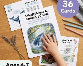 Mindfulness Cards for Kids | 36 Calming Cards | Ages 4-7 | Animal Breathing Exercises | Calm Corner | Printable PDF