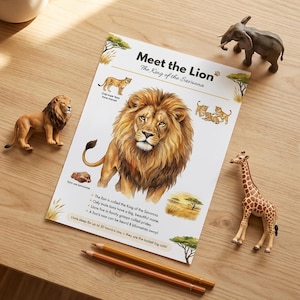 African Safari Worksheets | Safari Animals for Kids | Ages 4-7 | Lion Elephant Giraffe Zebra | Wildlife Science | Printable PDF image 3