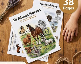 Horse Worksheets | Kids Pets | Ages 4-7 | Shetland Arabian Shire Appaloosa | Coat Colours | Tacking Up | Breed Spotlights | Printable PDF