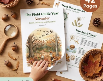 Homeschool Curriculum November | Nature Study Ages 4-7 | Seeds Gratitude Migration | Letter Tracing Counting Science | Printable PDF