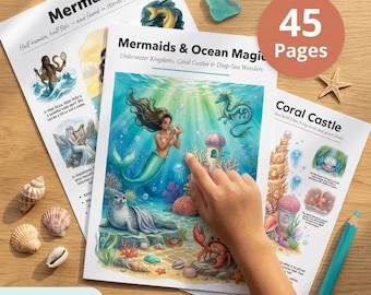 Mermaid Worksheets for Kids | Ocean Magic Activities | Ages 4-7 | Underwater Kingdom Coral Castles | Real Ocean Science | Printable PDF