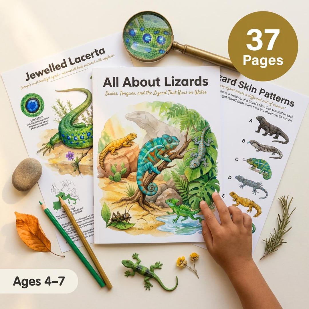 Lizard Worksheets for Kids | All About Lizards | Ages 4-7 | Chameleon ...