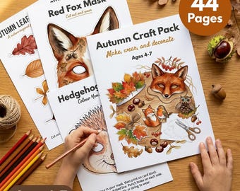Autumn Craft Pack | Kids Ages 4-7 | Masks Crowns Garlands Puppets | Nature Crafts | Printable PDF | Fall Activities | Woodland Animals