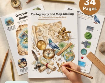 Geography Worksheets | Cartography & Map Making | Compass Contour Lines Treasure Maps | Science Activities Kids | Ages 4-7