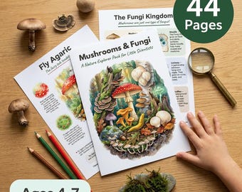 Mushroom Worksheets for Kids | Fungi Life Cycle Spore Print | Ages 4-7 | Toadstool Identification | Nature Science | Printable PDF