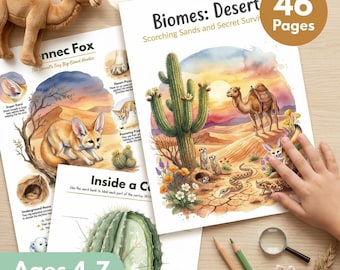 Desert Biome Worksheets | Desert Animals Activities | Desert Habitat Science | Ages 4-7 | Printable PDF