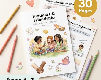 Kindness Worksheets for Kids | Friendship Activities | Ages 4-7 | Empathy Sharing Compliments | Character Education | Printable PDF