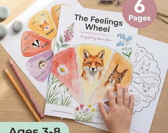 Feelings Wheel Poster for Kids | Emotion Chart Printable Ages 3-8 | Spinner Activity | Calm Down Corner | Feelings Check In | SEL PDF