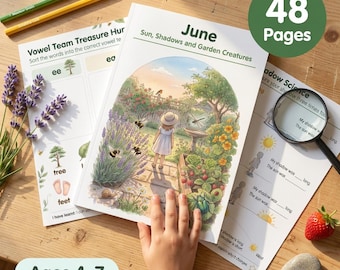 June Nature Curriculum | Homeschool Kindergarten | Garden Insects Shadows Stars | Morning Basket Worksheets | Ages 4-7