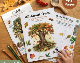 Tree Worksheets for Kids | All About Trees | Ages 4-7 | 10 Tree Species | Leaf ID | Bark Rubbing | Printable PDF