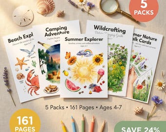 Summer Activity Bundle | Beach Camping Wildcrafting Nature Walk | Ages 4-7 | Outdoor Science Activities | Printable PDF