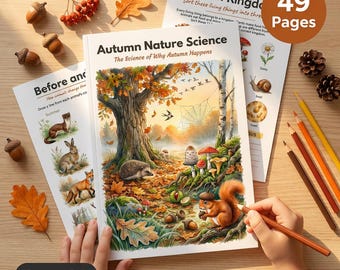 Autumn Nature Science Worksheets | Kids Ages 4-7 | Leaf Colour | Hibernation | Migration | Mushroom | Spider Web | Frost | Printable PDF