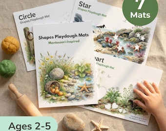 Shapes Playdough Mats Printable | Montessori Shapes | Ages 2-5 | Circle Star Heart Triangle | Fine Motor | Laminate Reuse | Toddler PDF