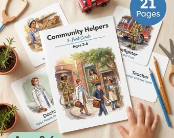 Community Helpers 3-Part Cards | Montessori | Ages 3-6 | Firefighter Doctor Nurse Teacher | Toddler Matching | Printable PDF