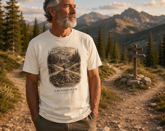 Comfort Colors Christian Mountain Trail T-Shirt, Faith Inspired Graphic Tee, Matthew 7 Gift