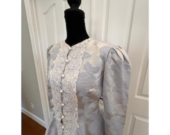 Jessica McClintock Gunne Sax Victorian Floral Jacquard Suit Peplum Size 10