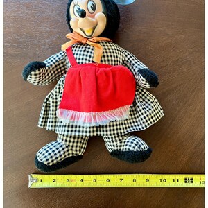 Vintage 1960s Disney Gund Swedlin Minnie Mouse Rubber Face Plush Doll Gingham image 11