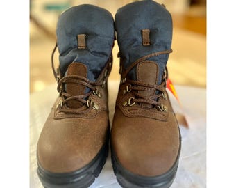 Lehigh Mens Steel Toe Work Boots Brown Leather Navy Hiking Safety Shoes 1991