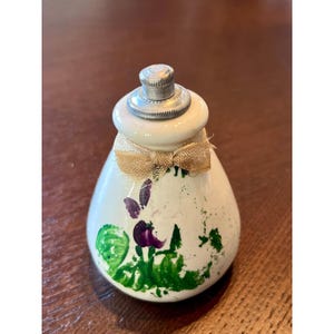 Vintage Lownds Pateman Torquay Devon Pottery Perfume Bottle Hand Painted Violets