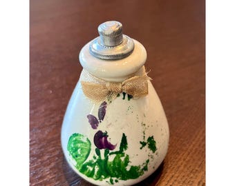 Vintage Lownds Pateman Torquay Devon Keramik Parfüm Flasche Handgemalte Veilchen